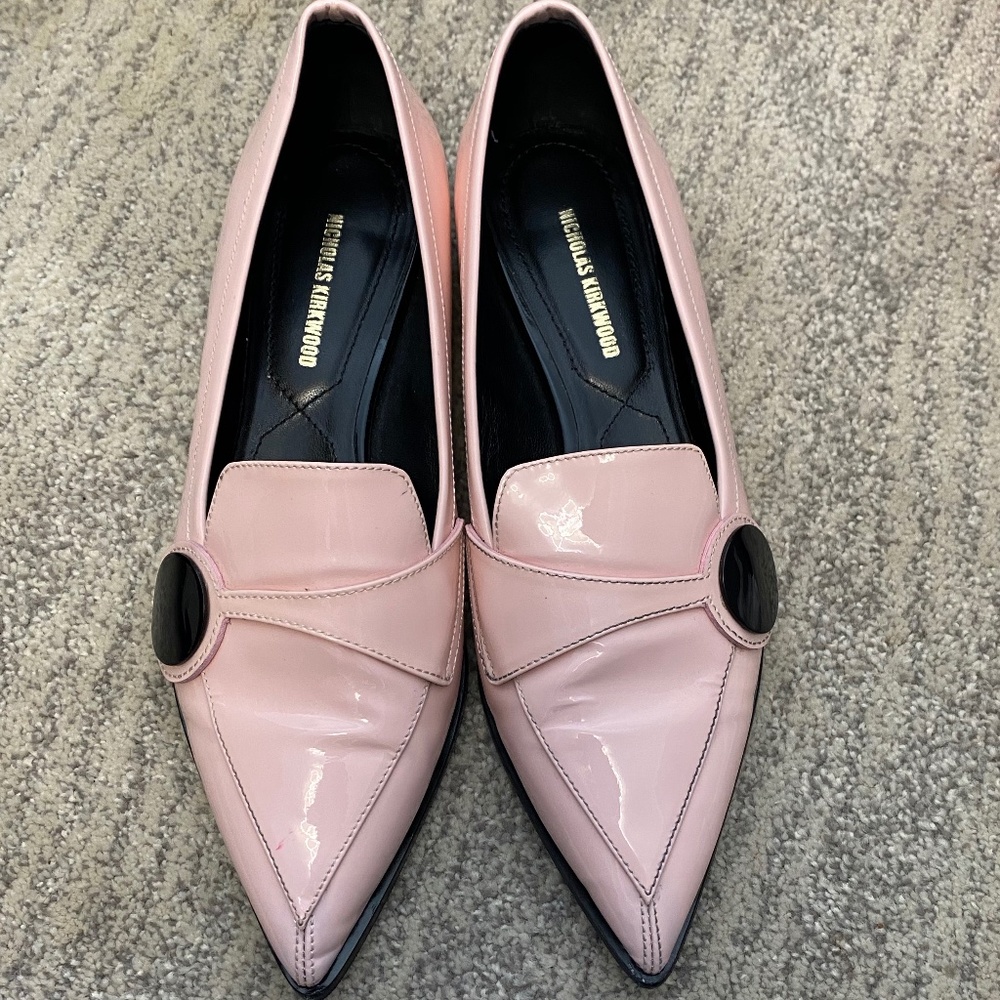 Nicholas Kirkwood Light Pink Patent Leather Flats